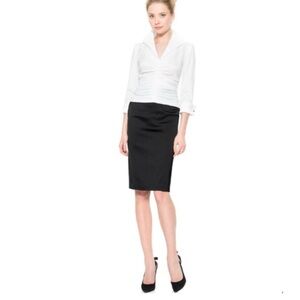 Tadashi Shoji black satin stretch pencil skirt new with tags size 4